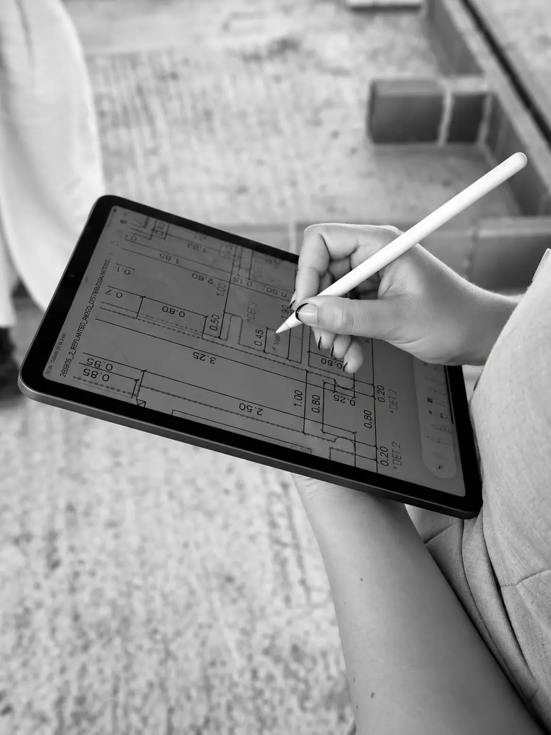Floor plans reviewed on a tablet on site
