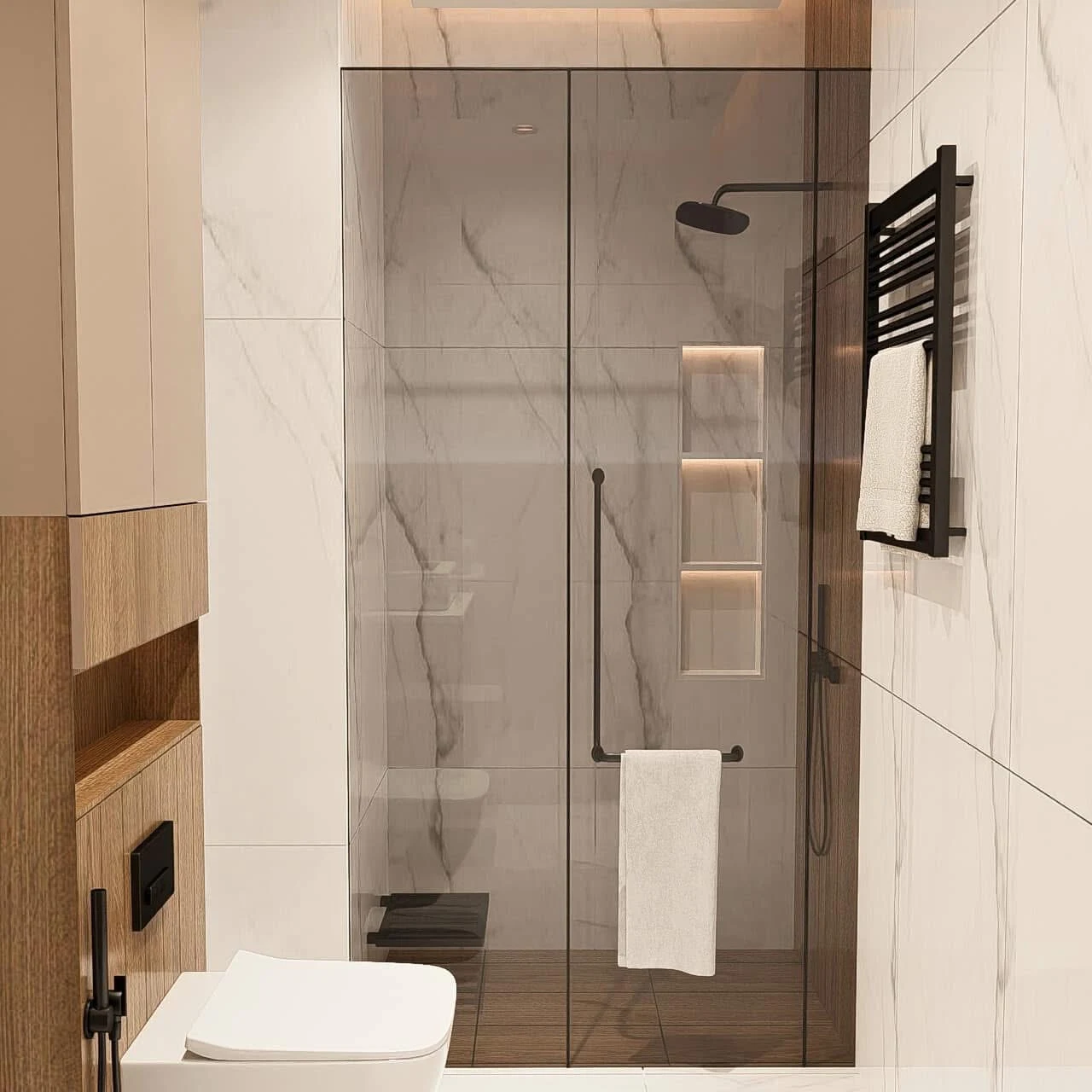 Elammari bathroom with walk-in shower